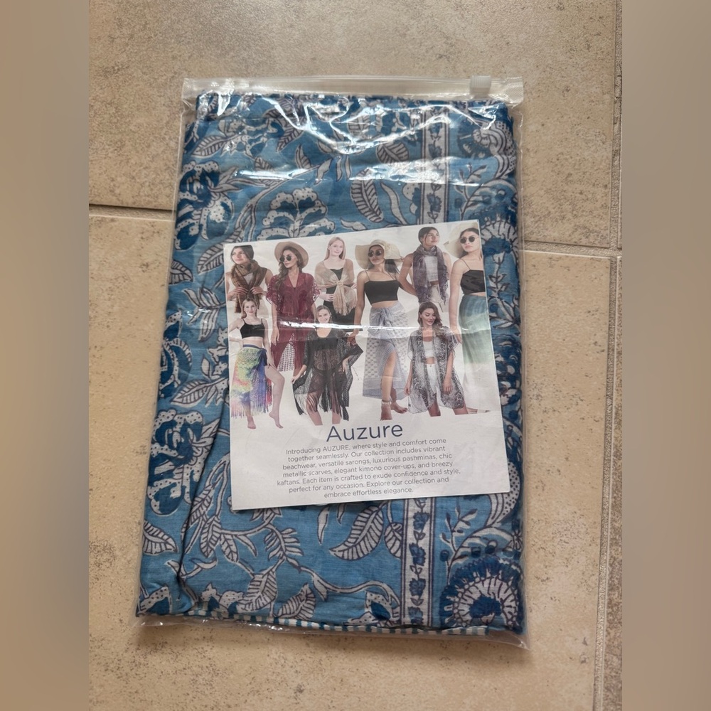 Azure Blue and White Floral Sarong